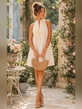 BCBGMAXAZRIA Pleated Racerback Tunic Dress XS Romantic Minimalist Designer Chic
